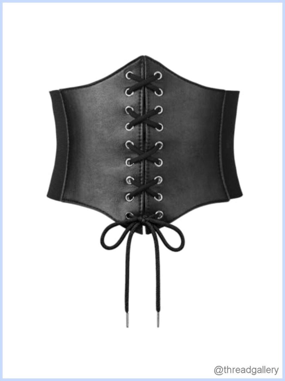 Wide Elastic Corset Waist Belt Faux Leather Tie Waspie Dress Belt
